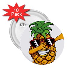 Dabbing Pineapple Sunglasses Shirt Aloha Hawaii Beach Gift 2 25  Buttons (10 Pack)  by SilentSoulArts