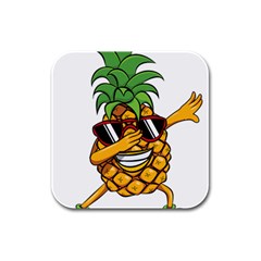 Dabbing Pineapple Sunglasses Shirt Aloha Hawaii Beach Gift Rubber Square Coaster (4 Pack)  by SilentSoulArts