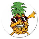 Dabbing Pineapple Sunglasses Shirt Aloha Hawaii Beach Gift Magnet 5  (Round) Front