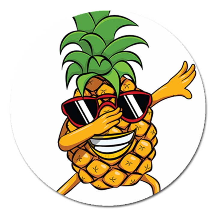 Dabbing Pineapple Sunglasses Shirt Aloha Hawaii Beach Gift Magnet 5  (Round)