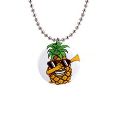 Dabbing Pineapple Sunglasses Shirt Aloha Hawaii Beach Gift 1  Button Necklace by SilentSoulArts