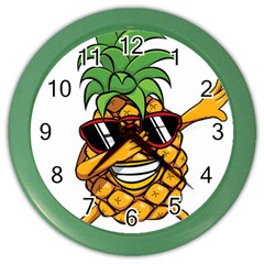 Dabbing Pineapple Sunglasses Shirt Aloha Hawaii Beach Gift Color Wall Clock by SilentSoulArts