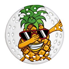 Dabbing Pineapple Sunglasses Shirt Aloha Hawaii Beach Gift Round Filigree Ornament (two Sides)