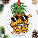 Dabbing Pineapple Sunglasses Shirt Aloha Hawaii Beach Gift Oval Filigree Ornament (Two Sides) Front