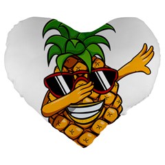 Dabbing Pineapple Sunglasses Shirt Aloha Hawaii Beach Gift Large 19  Premium Heart Shape Cushions by SilentSoulArts