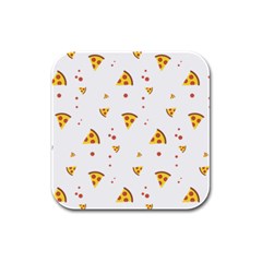 Pizza Pattern Pepperoni Cheese Funny Slices Rubber Square Coaster (4 Pack)  by genx