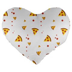 Pizza Pattern Pepperoni Cheese Funny Slices Large 19  Premium Heart Shape Cushions by genx