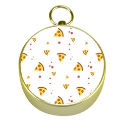 Pizza Pattern Pepperoni Cheese Funny Slices Gold Compasses by genx