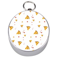 Pizza Pattern Pepperoni Cheese Funny Slices Silver Compasses by genx