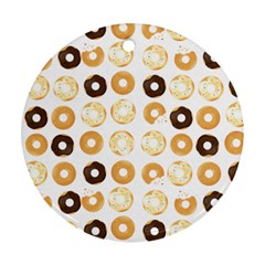 Donuts Pattern With Bites Bright Pastel Blue And Brown Cropped Sweatshirt Ornament (round) by genx