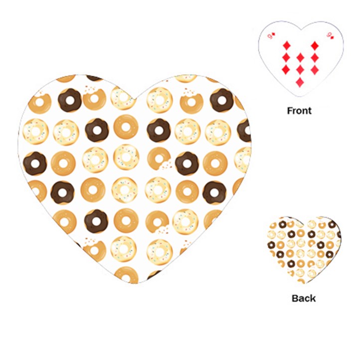 Donuts Pattern With Bites bright pastel blue and brown Cropped Sweatshirt Playing Cards (Heart)