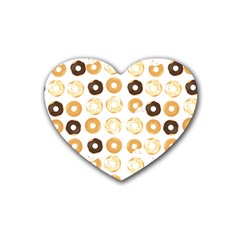 Donuts Pattern With Bites Bright Pastel Blue And Brown Cropped Sweatshirt Rubber Coaster (heart)  by genx