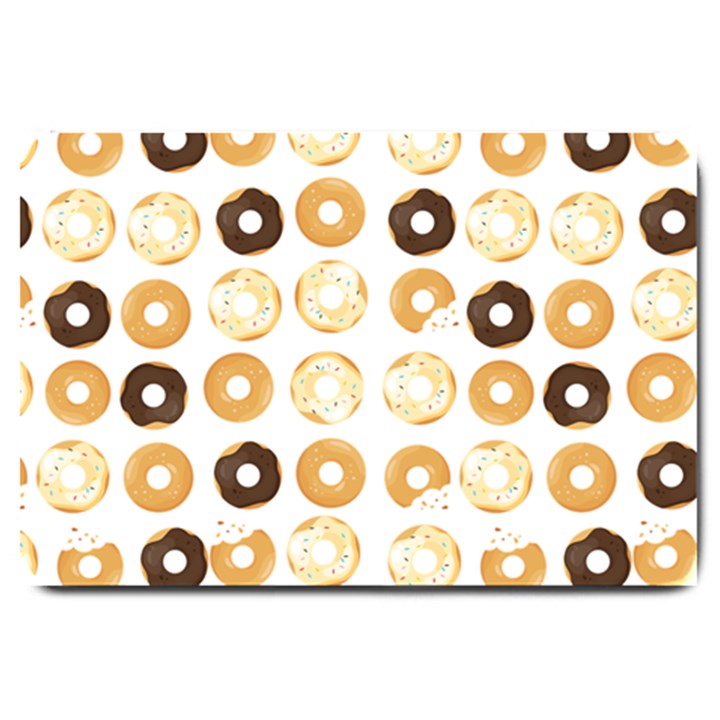 Donuts Pattern With Bites bright pastel blue and brown Cropped Sweatshirt Large Doormat 