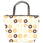 Donuts Pattern With Bites bright pastel blue and brown Cropped Sweatshirt Bucket Bag Front