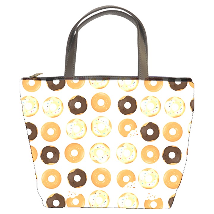 Donuts Pattern With Bites bright pastel blue and brown Cropped Sweatshirt Bucket Bag