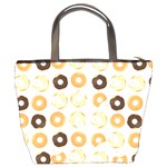 Donuts Pattern With Bites bright pastel blue and brown Cropped Sweatshirt Bucket Bag Back