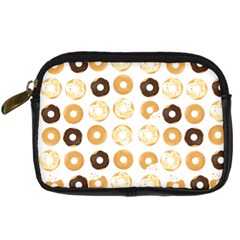 Donuts Pattern With Bites Bright Pastel Blue And Brown Cropped Sweatshirt Digital Camera Leather Case by genx