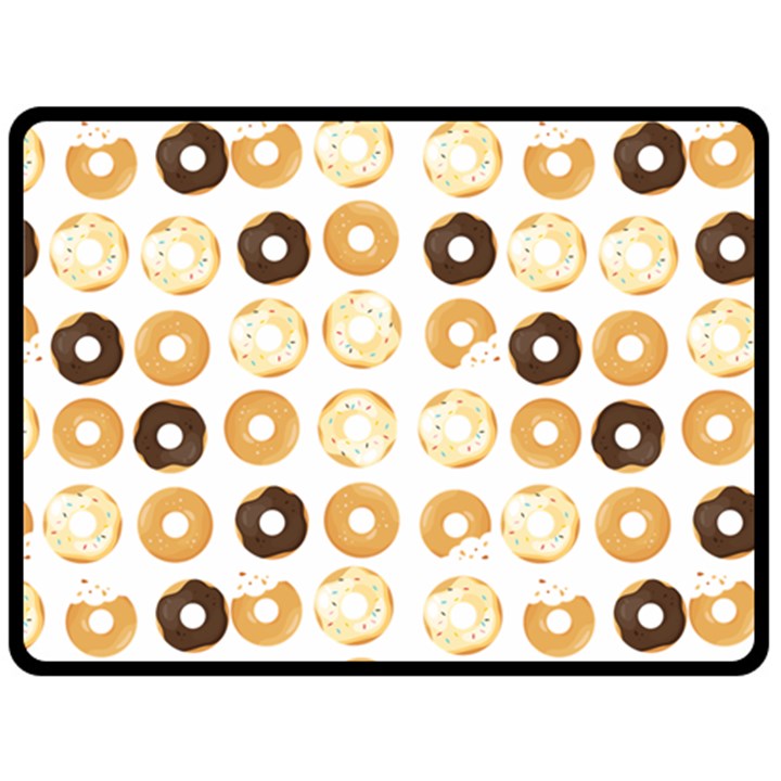 Donuts Pattern With Bites bright pastel blue and brown Cropped Sweatshirt Fleece Blanket (Large) 