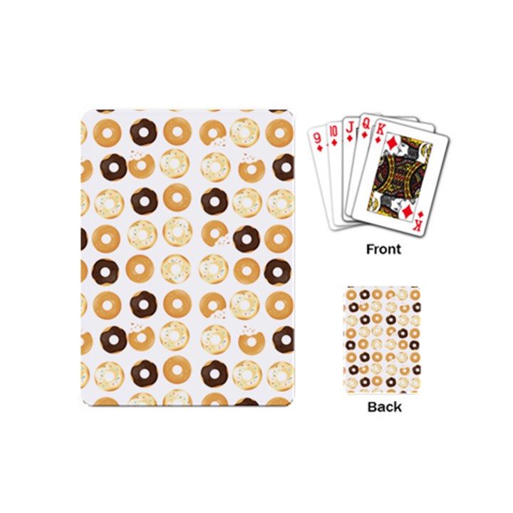 Donuts Pattern With Bites bright pastel blue and brown Cropped Sweatshirt Playing Cards (Mini)