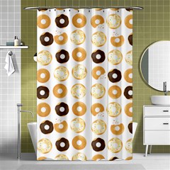 Donuts Pattern With Bites Bright Pastel Blue And Brown Cropped Sweatshirt Shower Curtain 48  X 72  (small)  by genx