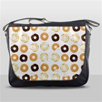 Donuts Pattern With Bites bright pastel blue and brown Cropped Sweatshirt Messenger Bag Front