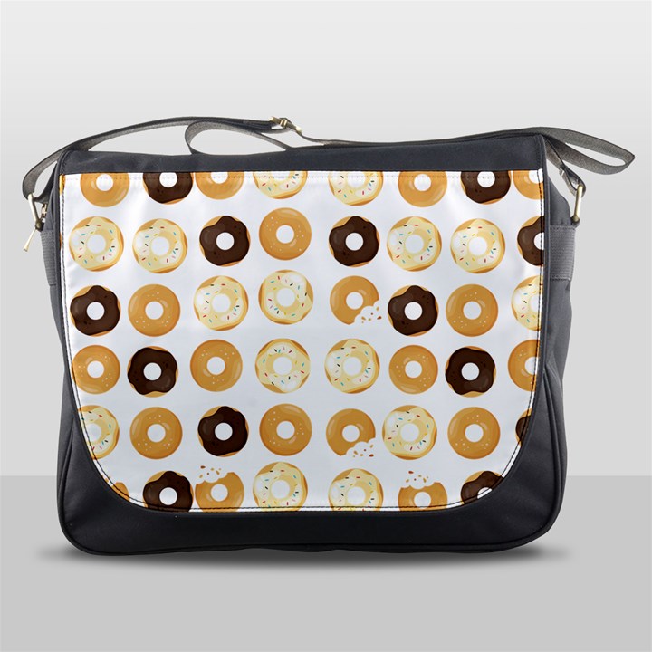 Donuts Pattern With Bites bright pastel blue and brown Cropped Sweatshirt Messenger Bag