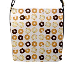 Donuts Pattern With Bites Bright Pastel Blue And Brown Cropped Sweatshirt Flap Closure Messenger Bag (l) by genx