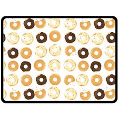 Donuts Pattern With Bites Bright Pastel Blue And Brown Cropped Sweatshirt Double Sided Fleece Blanket (large)  by genx