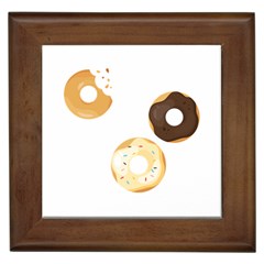 Donuts Pattern With Bites 3xframe Donuts Pattern With Bites Dark Brown Background Onlydonuts Pattern With Bites Brown And Beige Chocolate Doughnuts Framed Tiles by genx