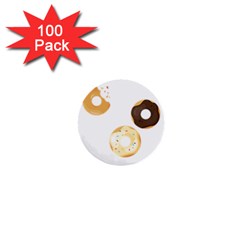 Donuts Pattern With Bites 3xframe Donuts Pattern With Bites Dark Brown Background Onlydonuts Pattern With Bites Brown And Beige Chocolate Doughnuts 1  Mini Buttons (100 Pack)  by genx