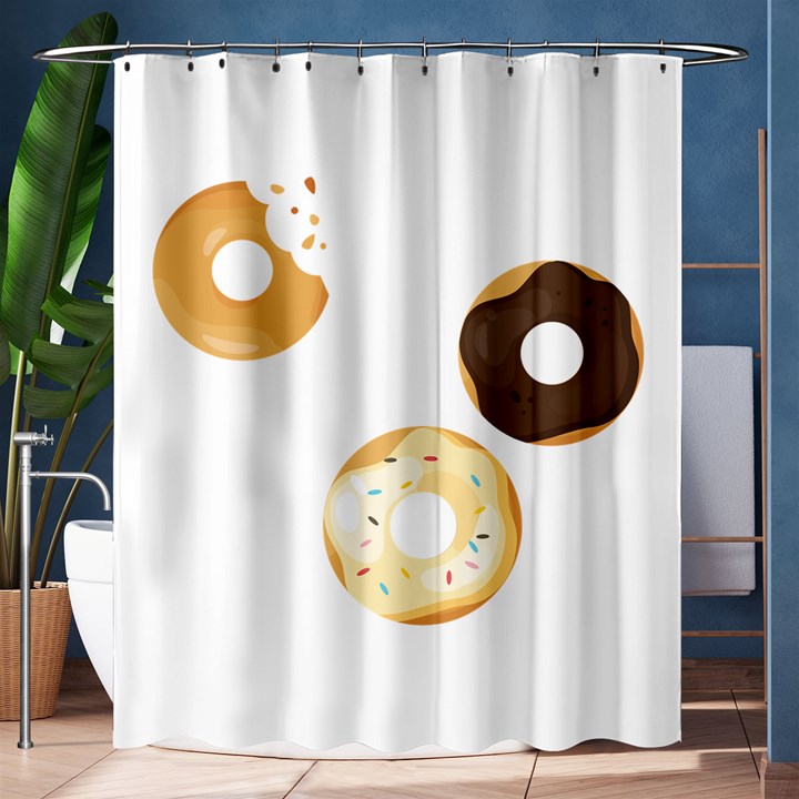 Donuts Pattern With Bites 3xframe Donuts Pattern With Bites Dark Brown Background OnlyDonuts Pattern With Bites brown and beige chocolate doughnuts Shower Curtain 60  x 72  (Medium) 