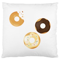 Donuts Pattern With Bites 3xframe Donuts Pattern With Bites Dark Brown Background Onlydonuts Pattern With Bites Brown And Beige Chocolate Doughnuts Large Cushion Case (two Sides) by genx