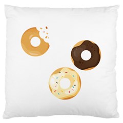 Donuts Pattern With Bites 3xframe Donuts Pattern With Bites Dark Brown Background Onlydonuts Pattern With Bites Brown And Beige Chocolate Doughnuts Large Flano Cushion Case (two Sides) by genx