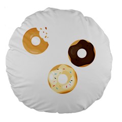 Donuts Pattern With Bites 3xframe Donuts Pattern With Bites Dark Brown Background Onlydonuts Pattern With Bites Brown And Beige Chocolate Doughnuts Large 18  Premium Flano Round Cushions by genx