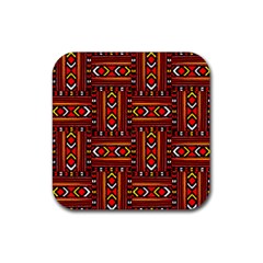 Texture Red Orange Rubber Coaster (square)  by ArtworkByPatrick