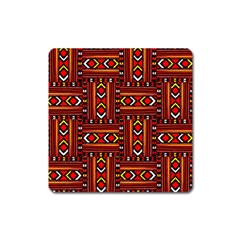 Texture Red Orange Square Magnet by ArtworkByPatrick