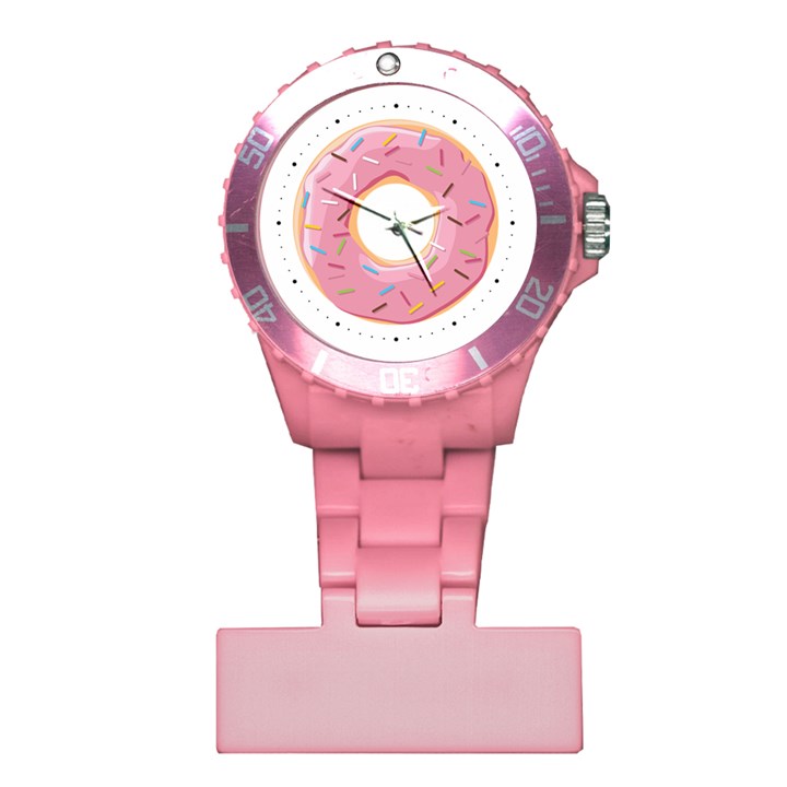 Pink Donut With rainbow candies Plastic Nurses Watch