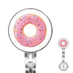 Pink Donut With Rainbow Candies Stainless Steel Nurses Watch by genx