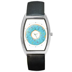 Pastel Blue Donut With Rainbow Candies Barrel Style Metal Watch by genx