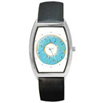 Pastel blue Donut With rainbow candies Barrel Style Metal Watch Front