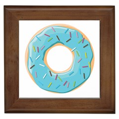 Pastel Blue Donut With Rainbow Candies Framed Tiles by genx