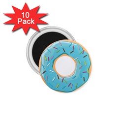 Pastel Blue Donut With Rainbow Candies 1 75  Magnets (10 Pack)  by genx