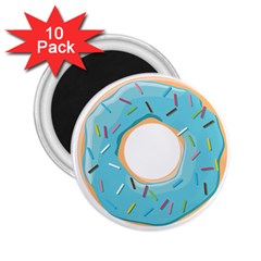 Pastel Blue Donut With Rainbow Candies 2 25  Magnets (10 Pack)  by genx