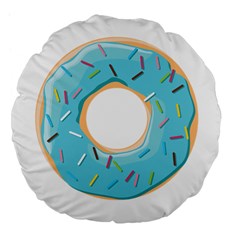 Pastel Blue Donut With Rainbow Candies Large 18  Premium Flano Round Cushions by genx