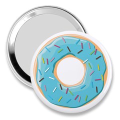 Pastel Blue Donut With Rainbow Candies 3  Handbag Mirrors by genx