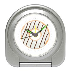 Cream And Chocolate Donut With Lines Of Melted Cacao Travel Alarm Clock by genx