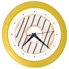 Cream And Chocolate Donut With Lines Of Melted Cacao Color Wall Clock by genx