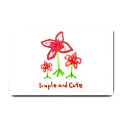 Flowers And Cute Phrase Pencil Drawing Small Doormat  by dflcprintsclothing