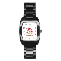 Flowers And Cute Phrase Pencil Drawing Stainless Steel Barrel Watch by dflcprintsclothing