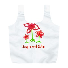 Flowers And Cute Phrase Pencil Drawing Full Print Recycle Bag (l) by dflcprintsclothing